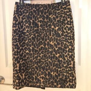 Talbots wool leopard pencil skirt